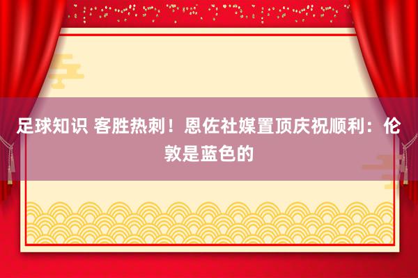 足球知识 客胜热刺！恩佐社媒置顶庆祝顺利：伦敦是蓝色的