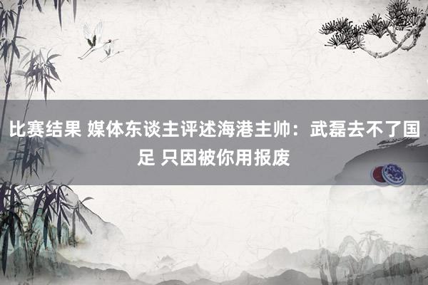 比赛结果 媒体东谈主评述海港主帅：武磊去不了国足 只因被你用报废